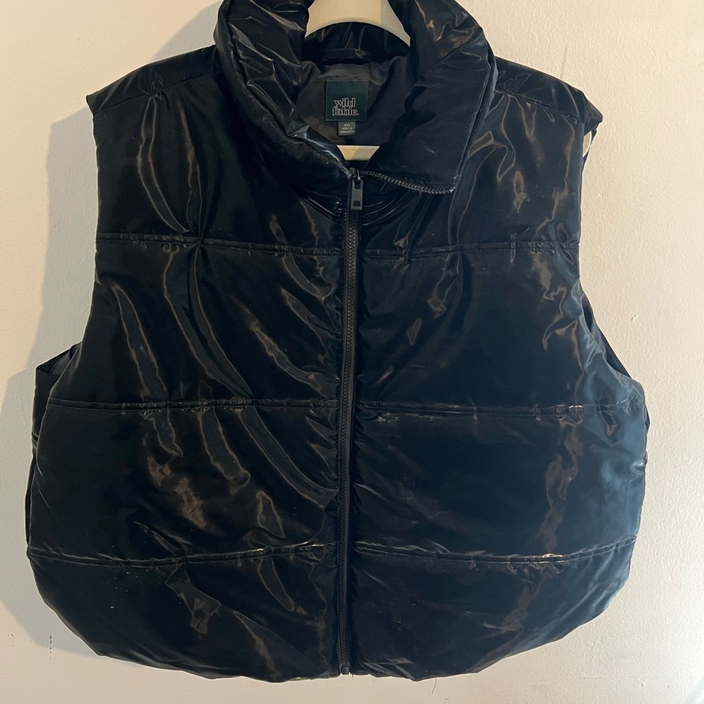 Wild Fable Shiny Black Quilted Vest